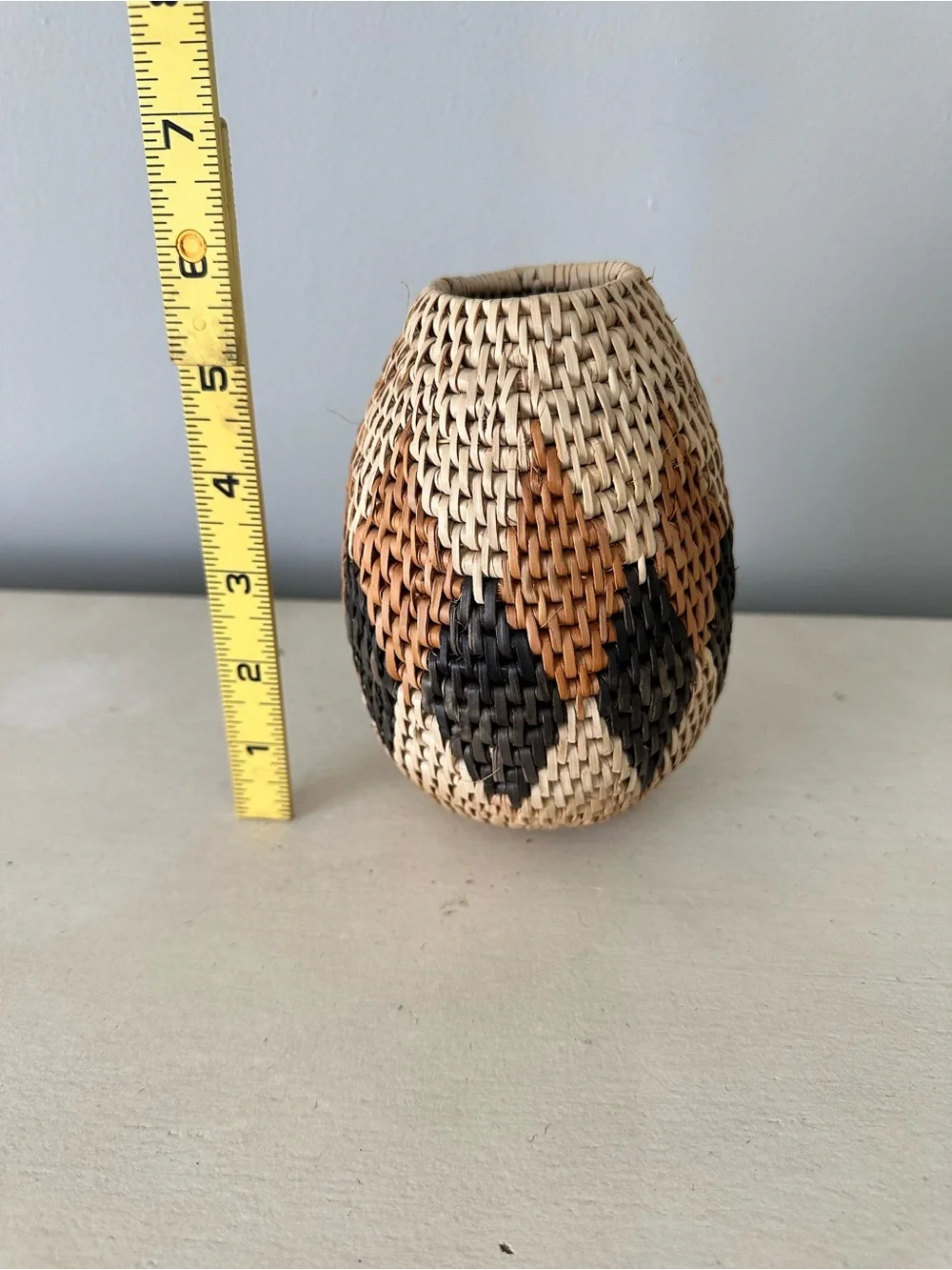 Small Africa African basket woven decor boho vase